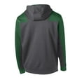 thumbnail image 6 of Sport-Tek Tech Fleece Colorblock 1/4 Zip Hooded Sweatshirt-S (Graphite Heather/ Forest Green), 6 of 6