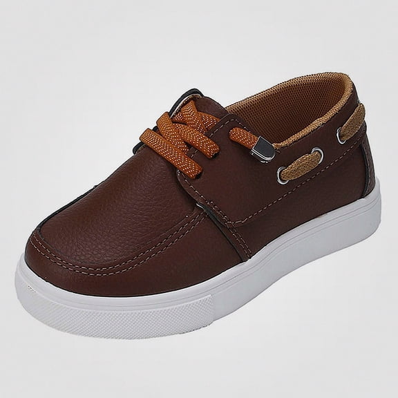 Viluyesy Boys Boat Shoes Kids Elastic Lace Up Casual Slip On Sneakers Brown Size 7 Toddler