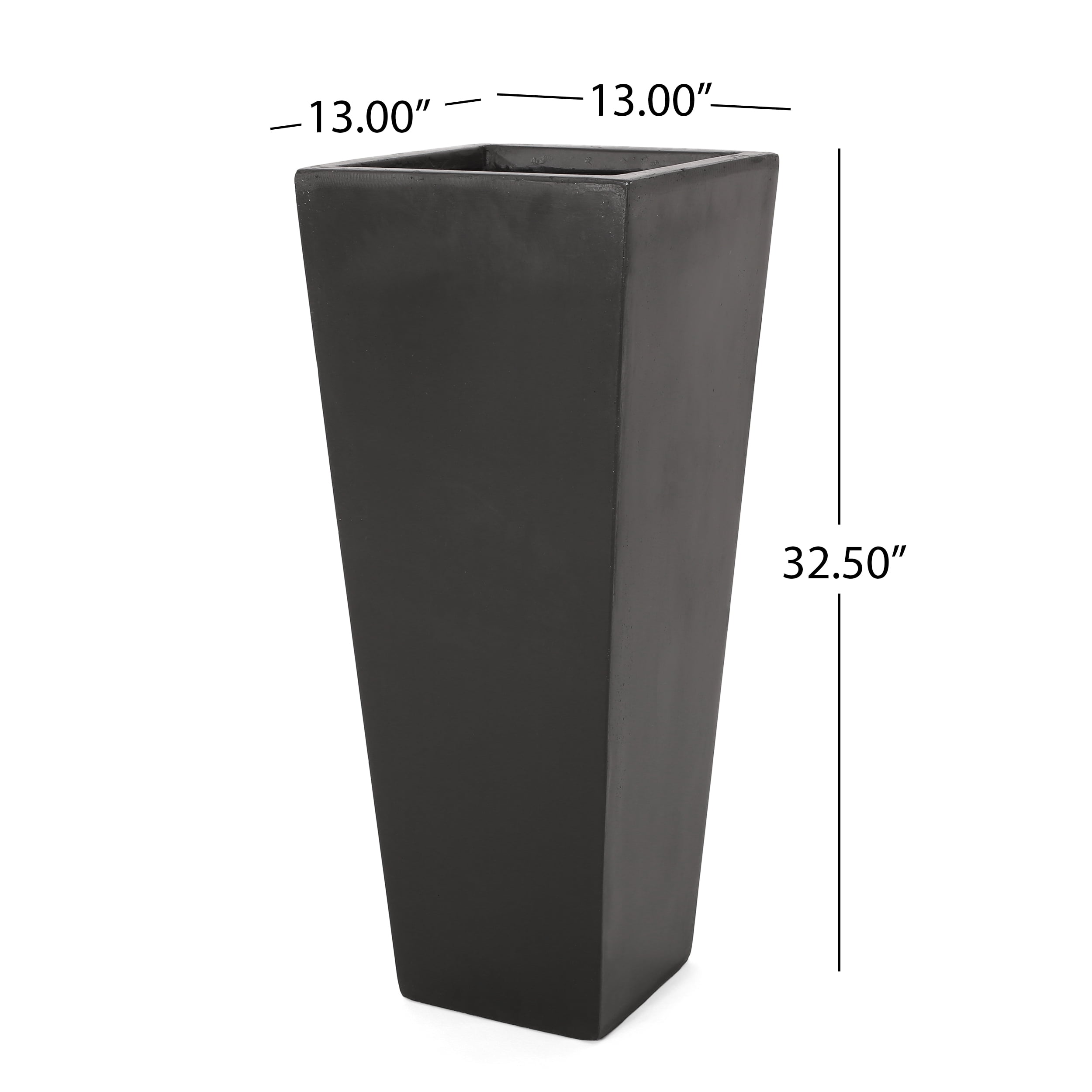 GDF Studio Fardeen Outdoor Modern Cast Stone Planter, Black Large