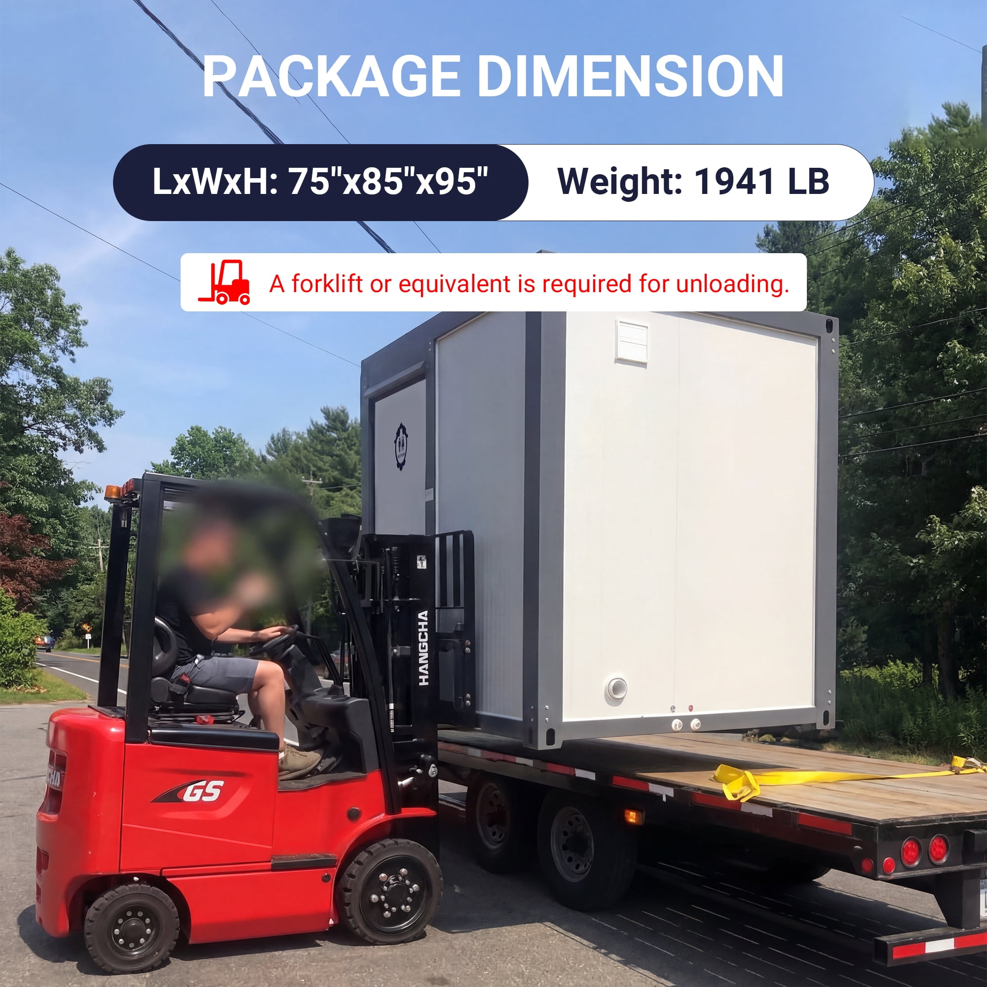 Portable Outdoor Shower Room with Toilet & Sink, Steel Frame Prefab Bathroom Shed, All-in-One Mobile Restroom for Camping & Construction Site