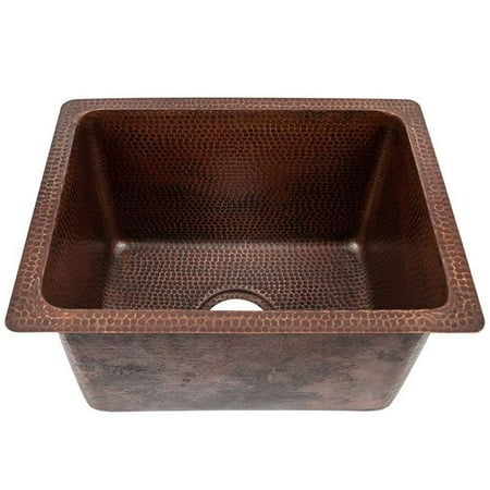 

17 in. Rectangle Hammered Copper Bar Prep Laundry & Utility Sink with 3.5 in. Drain Opening Oil Rubbed Bronze