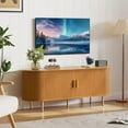 thumbnail image 2 of DHH Tv Stand Cabinet with Storage,Fluted Tv Console Entertainment Center with Storage Adjustable Shelves, Modern Vintage with Sliding Doors tv Stand for Living Room (Yellow Walnut, 63 Inch), 2 of 8