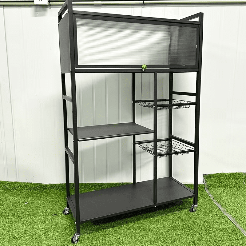 4-Tier Wire Basket Rolling Storage Cart, Metal Shelving Organizer with Wheels for Kitchen, Office, and Bathroom