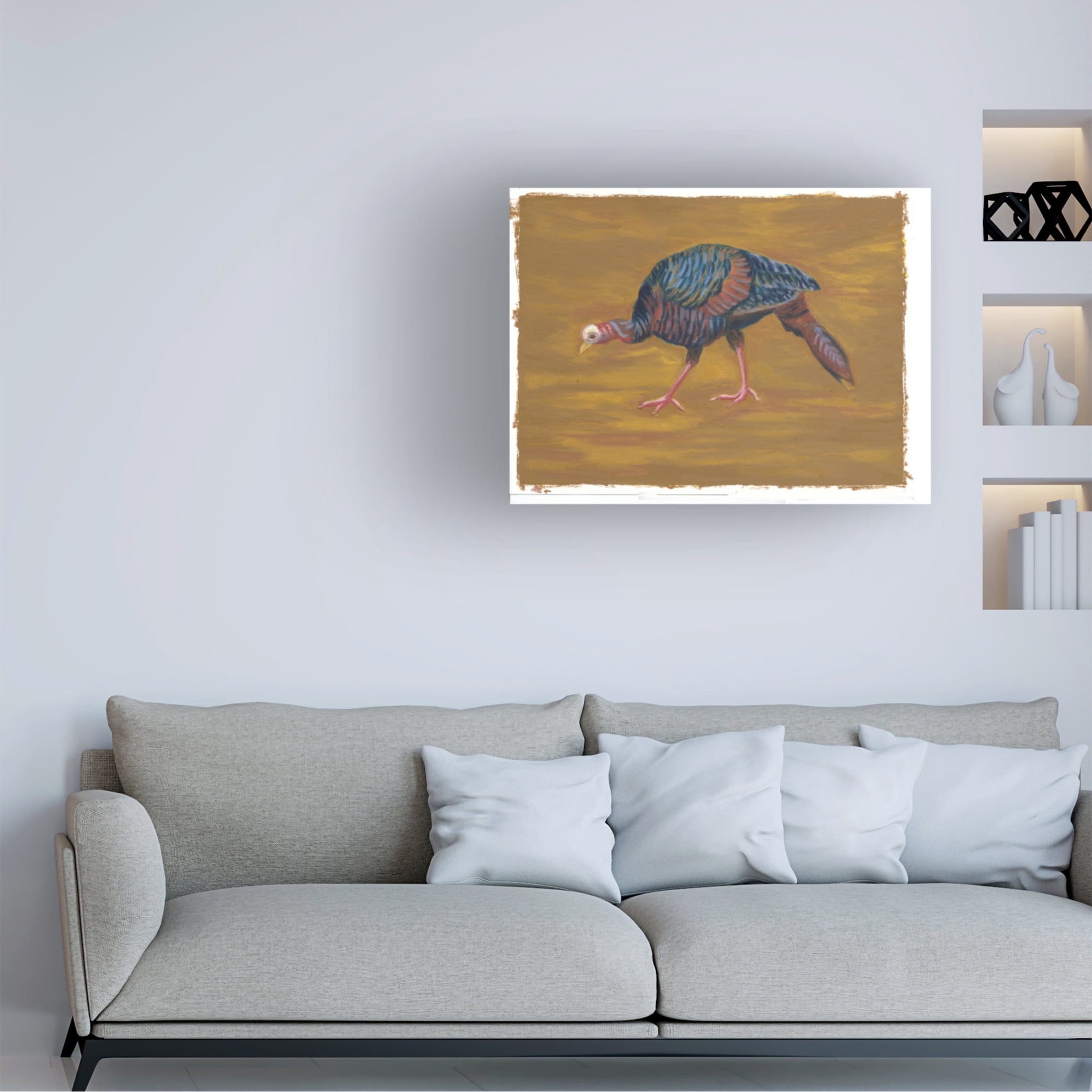 Canvas Wall Art - Andrea Strongwater 'Game Birds Turkey Girl' Wall Art for Living Room, Bedroom, or Office Décor by Trademark Fine Art - 24 x 18 Inches