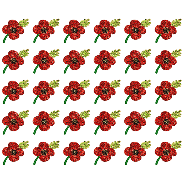 30uds Broches de flores de amapola Ndcxsfigh clip de metal solapa roja para el día del recuerdo