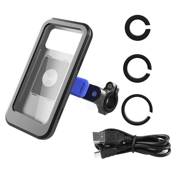 Estuche Impermeable Negro Manillar De Motocicleta Carga Rápida Inalámbrica 15W Soporte De Pantalla Táctil Antivibración Soporte De Montaje De Teléfono De Carga Rápida Sweethay FN006092-00