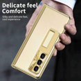 thumbnail image 6 of TECH CIRCLE for Samsung Galaxy Z Fold 5 Case with Pen,Shockproof Lychee Texture PU Leather Plating Hidden Double Hinge Kickstand Full Body Protective Case Built-in Screen Protector Cover,Gold, 6 of 7