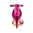 thumbnail image 2 of BLISSFUL STEP Women's Solid Color Open Toe Rhines Ankle Strap Stiletto Sandals Hot Pink 10, 2 of 7