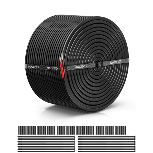 NAOEVO 12 Gauge Wire 2 Conductor Electrical Wire, 12 AWG Stranded PVC Cord, 12V Low Voltage/Tinned Copper/Flexible Cable for Automotive Wiring, Lamp