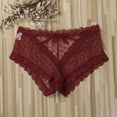 thumbnail image 4 of Douhoow Women Cage Back Panties Mesh Perspective Wave Shape Bow Underpants See Through Lace Briefs, 4 of 7