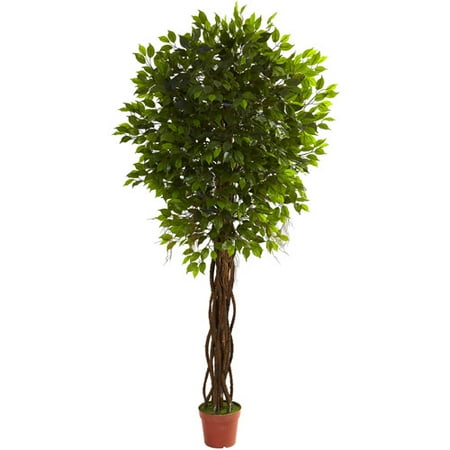 Nearly Natural 7-1/2' Ficus Tree, UV Resistant, Indoor and Outdoor