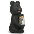 thumbnail image 2 of Bear With LED Jar Light Midnight Black 13 inch Resin Stone Door Greeter Figurine, 2 of 3