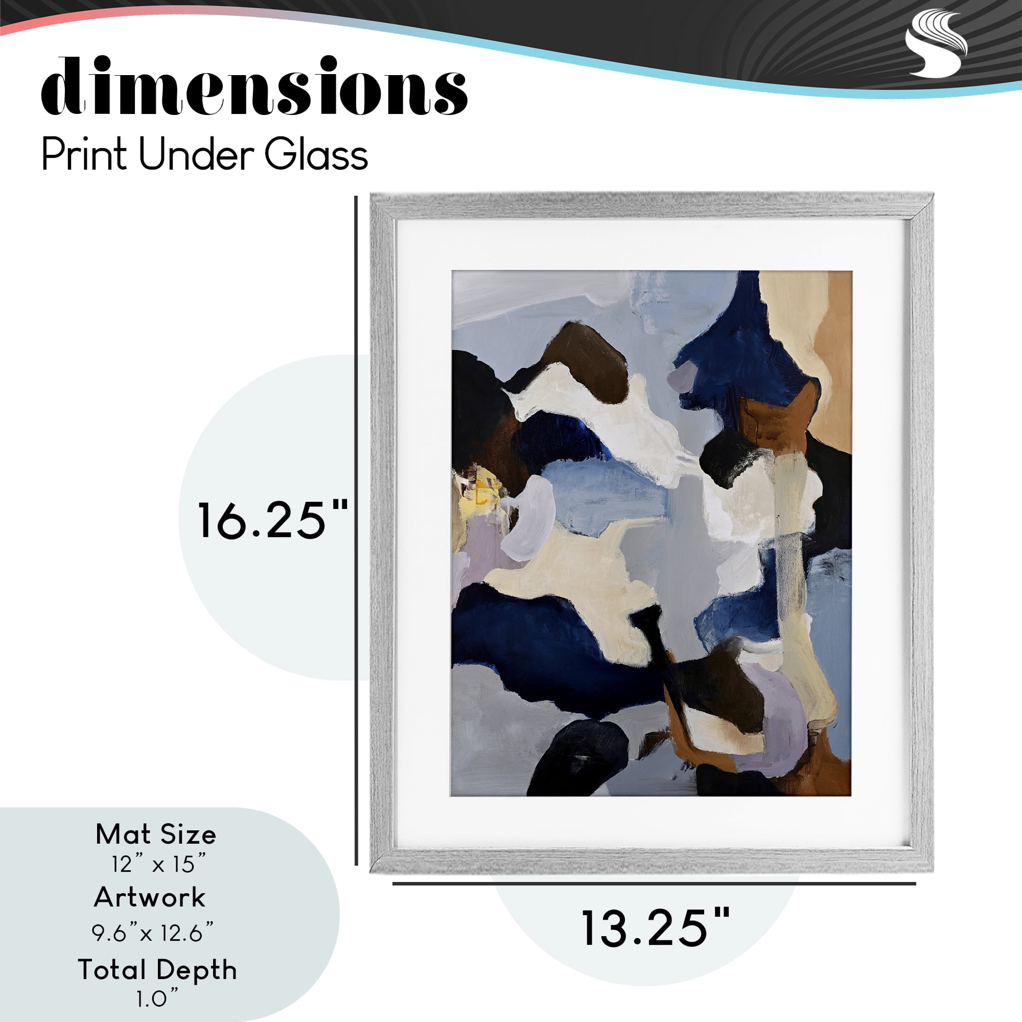 Cool Tones Composition Gray Framed Print Under Glass, design by Design Fabrikken