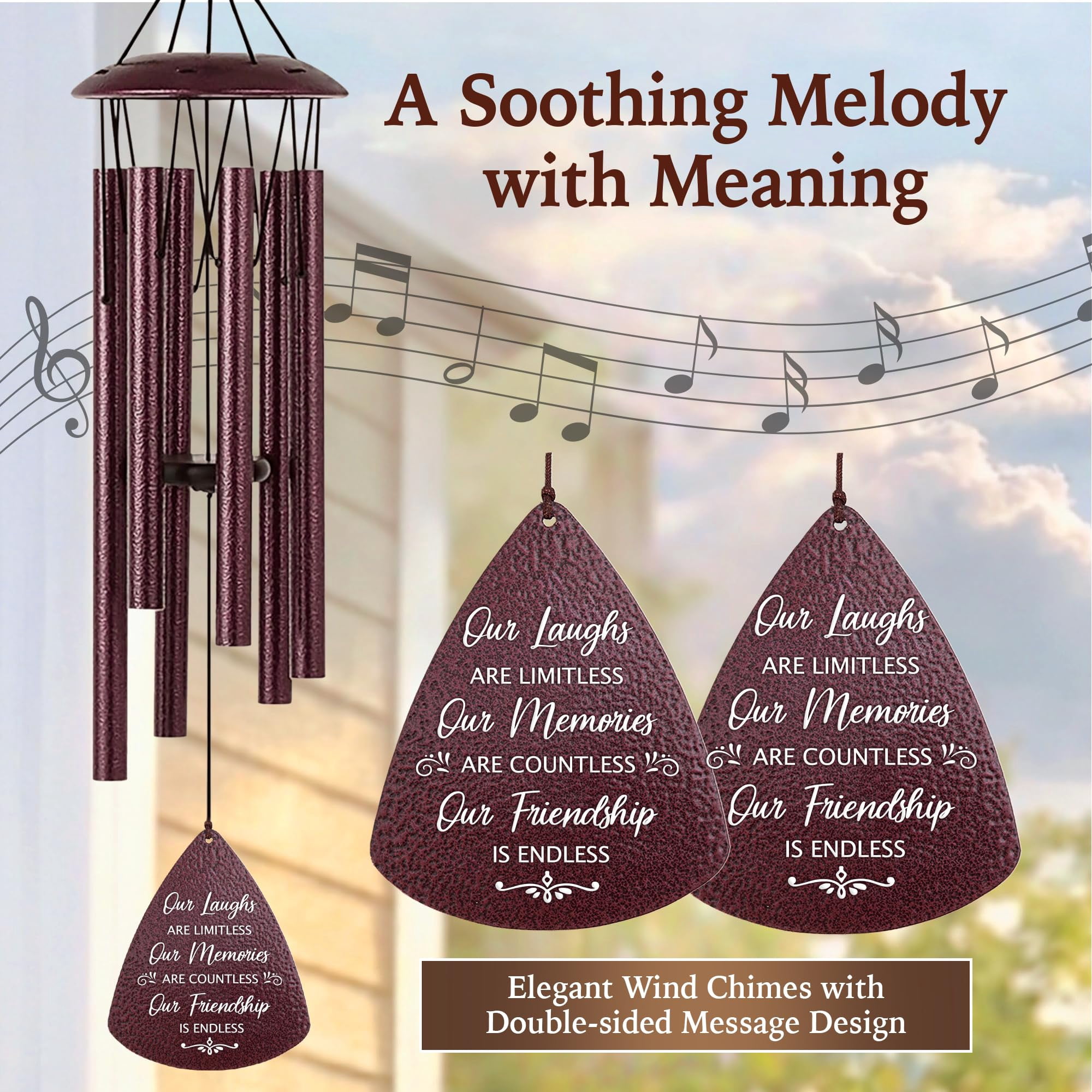 Birthday Gifts For Friends Women Men  33.5" Wind Chimes Forever Bff Bestie Female Long Distance Friendship Gift Friend Soul Sister