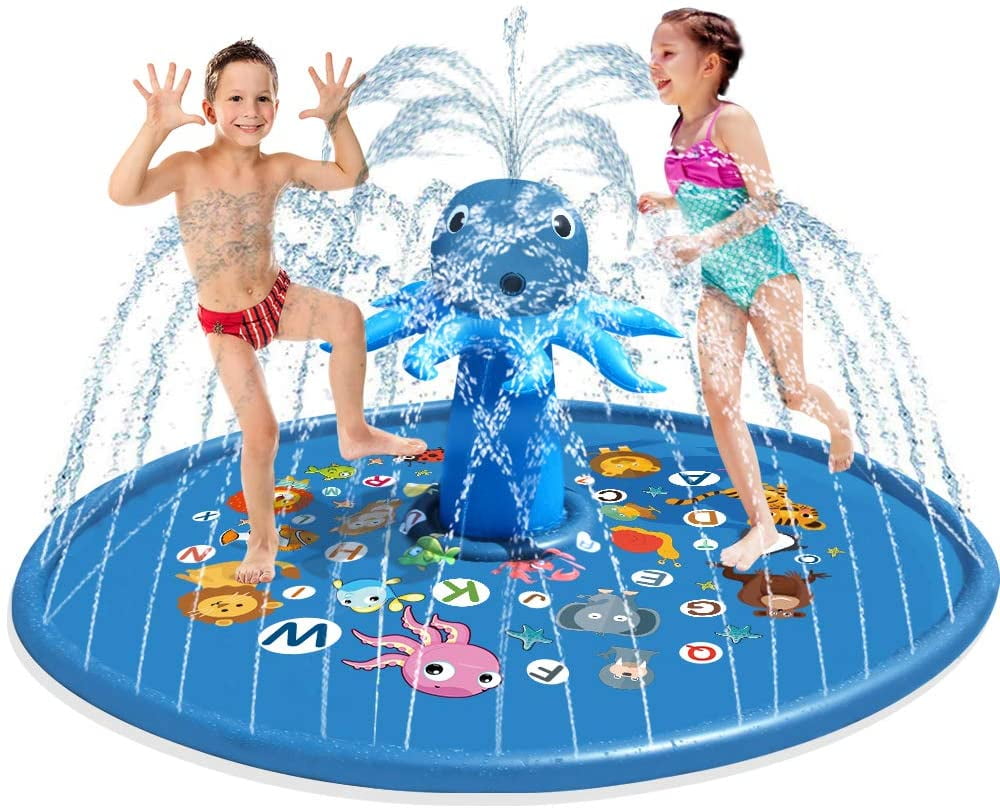 67 Sprinklers for Kids Toddlers Best Gifts for 3-12 Years Old Girls and Boys Upgraded Summer Outdoor Play Mat Water Toys with Sea World Theme WEILIAN Splash Pad