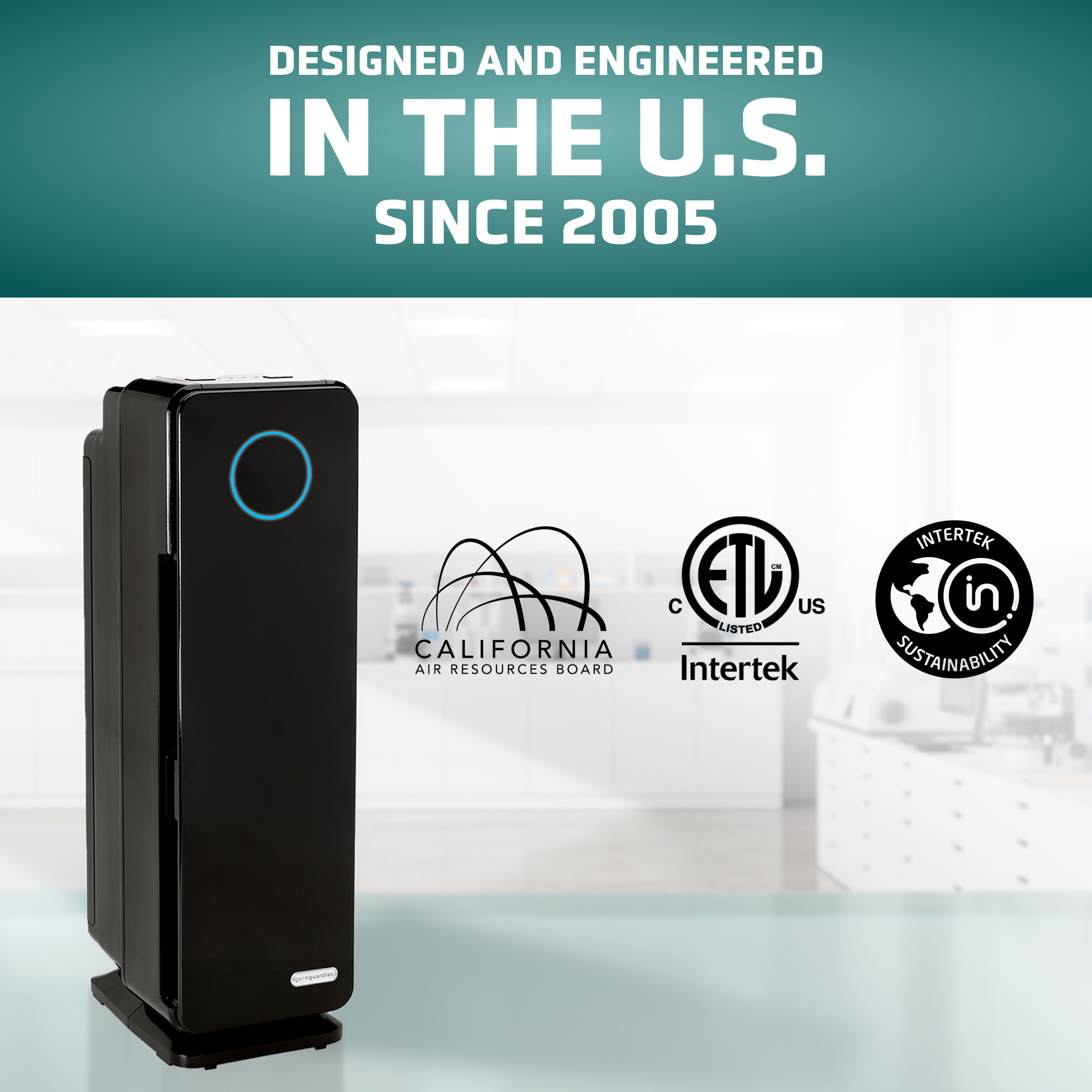 GermGuardian 743 Sq. ft. HEPA Pet Pure Filter Air Purifier with UV-C, Black, AC4300BPTCA