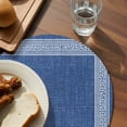 thumbnail image 3 of Dark Blue Retro Greek Key Round Placemats Set of 6 for Dinning Tables,Heat-proof Braided Table Mats 13 Inch,Geometric Greece Ancient Rustic Washable Place Mat for Kitchen Restaurant Party Table Decor, 3 of 9