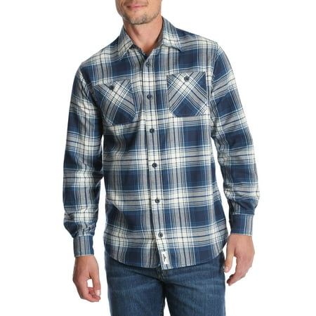 Wrangler Men's & Big & Tall Long Sleeve Wicking Flannel Shirt, Up to Size (Best Fitting Flannel Shirts)