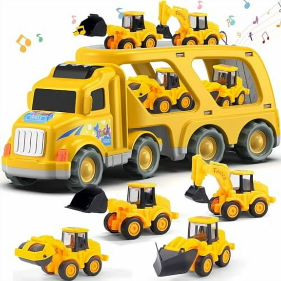 Veslier Construction Truck Toys for Boys Girls Age 1 2 3 4 5 6 Years Old,Carrier Transport Trucks for Kids 1-3 3-5 Year Old,Christmas Birthday Gift Toddler Toys.