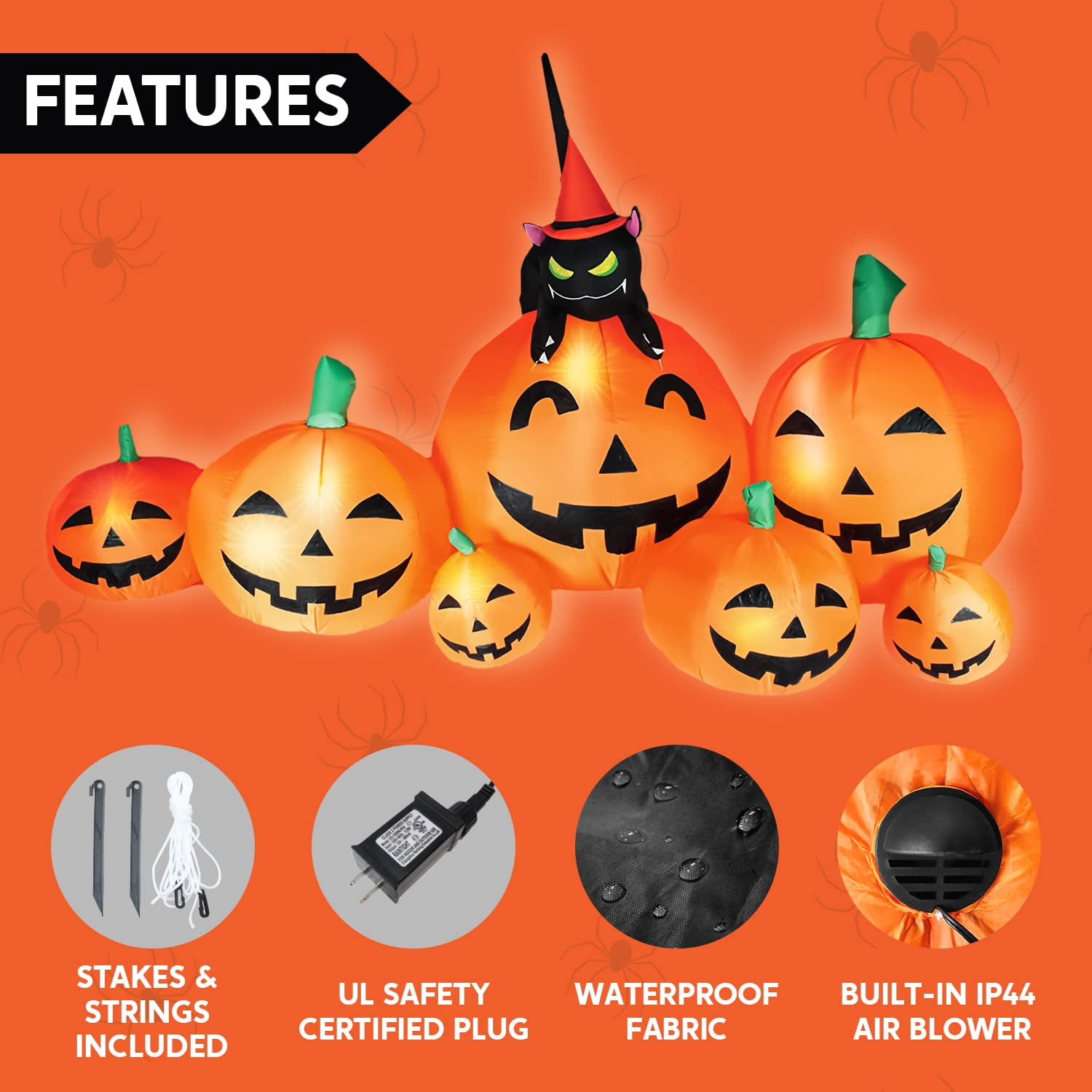 8 Ft Long Halloween Inflatable Decorations Pumpkin With Black Cat, Outdoor Holiday Decor Blow Up Halloween Yard Decor, Led Lights Inflatables Outdoor Garden Lawn Halloween Decor | Today's Deals