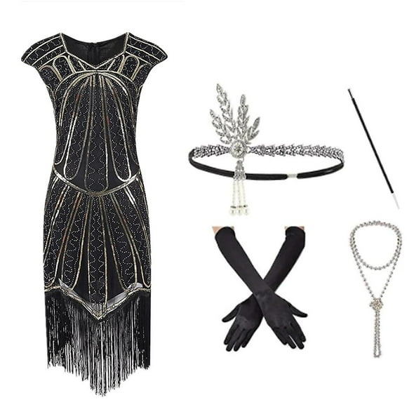 The Great Gatsby 1920s Dress Vintage Flapper Outfits Masquerade Prom Halloween Costumes Dresses Women's Tassel Fringe Costume Cosplay Party