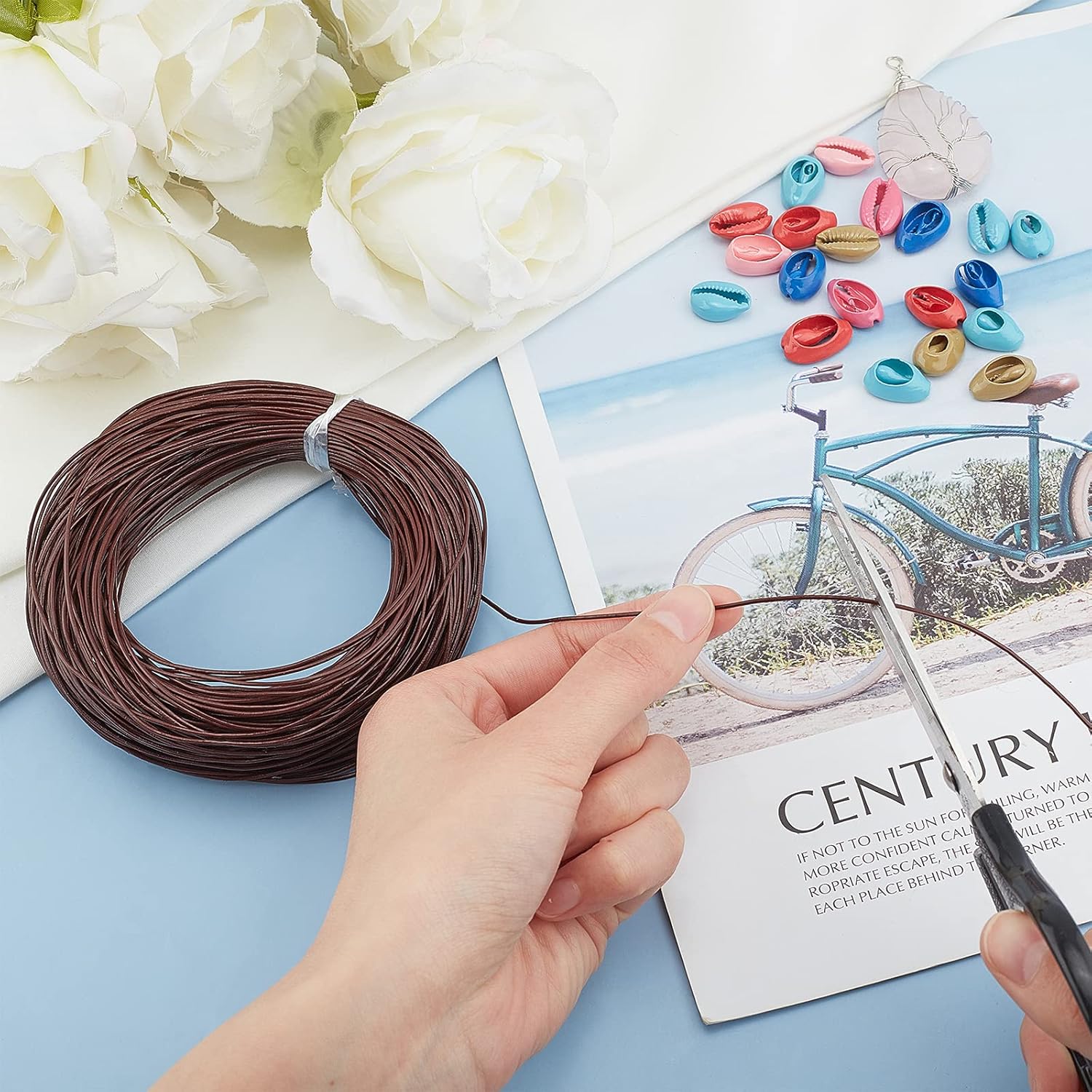 100m SaddleBrown Cowhide Leather Cord Round Leather Jewelry Cord for Jewelry DIY Making 1mm