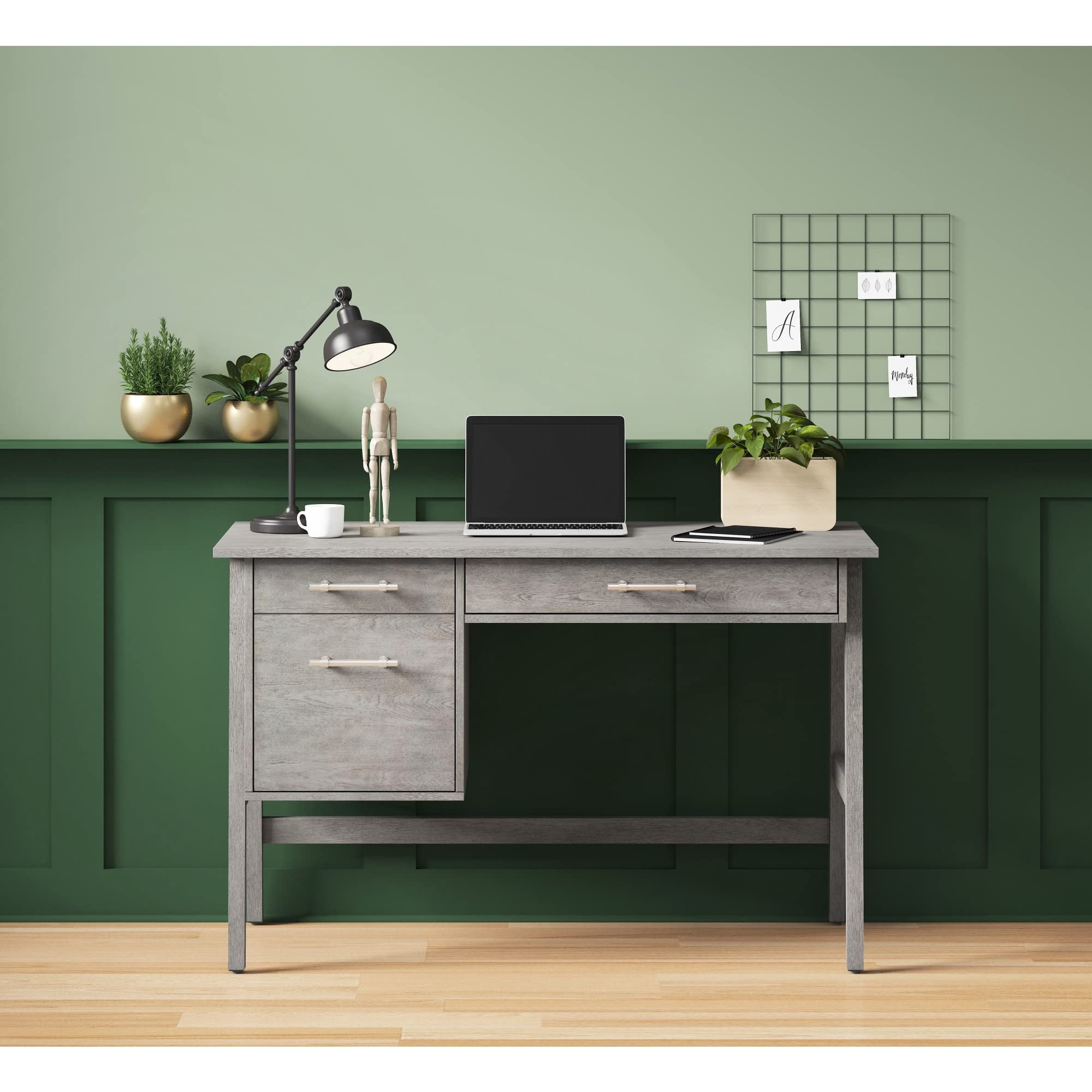 Whalen® Marilla 48"W Wood Pedestal Computer Desk, Driftwood Gray