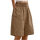 thumbnail image 1 of Karight Bermuda Shorts For Women Knee Length Wide Leg Summer Casual Long Linen Shorts Baggy High Waisted Short With Pockets, 1 of 9