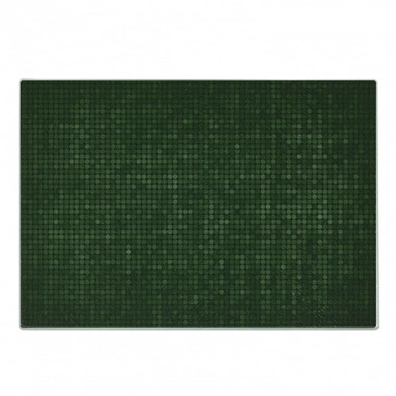Forest Green Cutting Board, Spotty Pattern with Symmetric Little Dots Modern Design with Futuristic Look, Decorative Tempered Glass Cutting and Serving Board, Small Size, Green Black, by Ambesonne