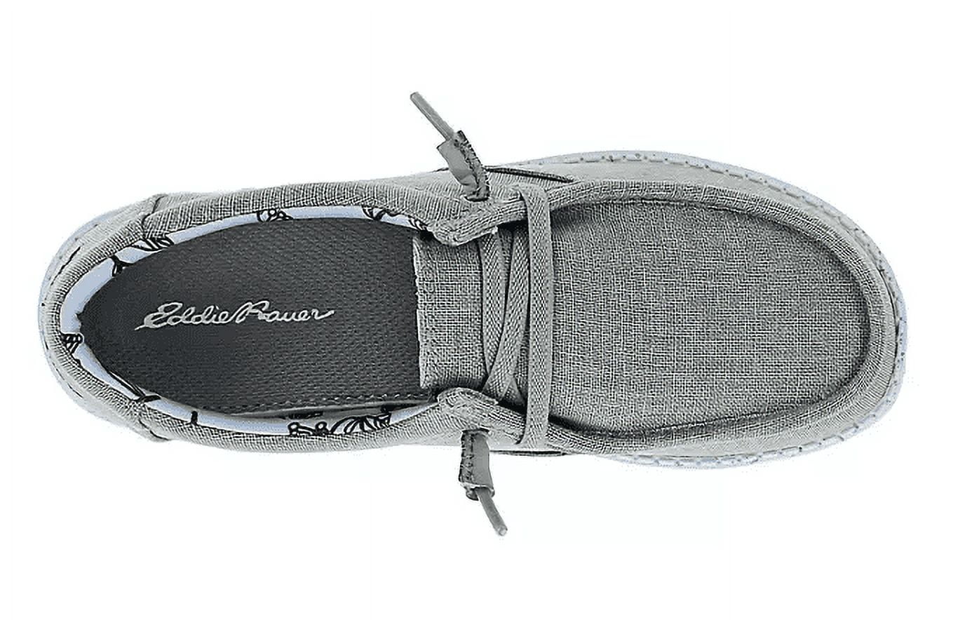 Eddie Bauer Womens Canvas Lace Up Loafer (Light Grey, 10)