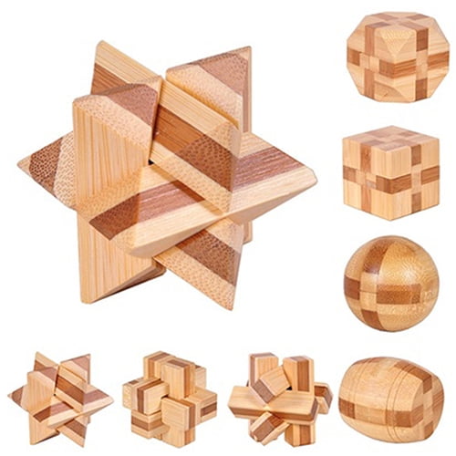 Wooden Hole Lock Brain Teaser Puzzles for Adults Kids IQ Challenge Toy SI 