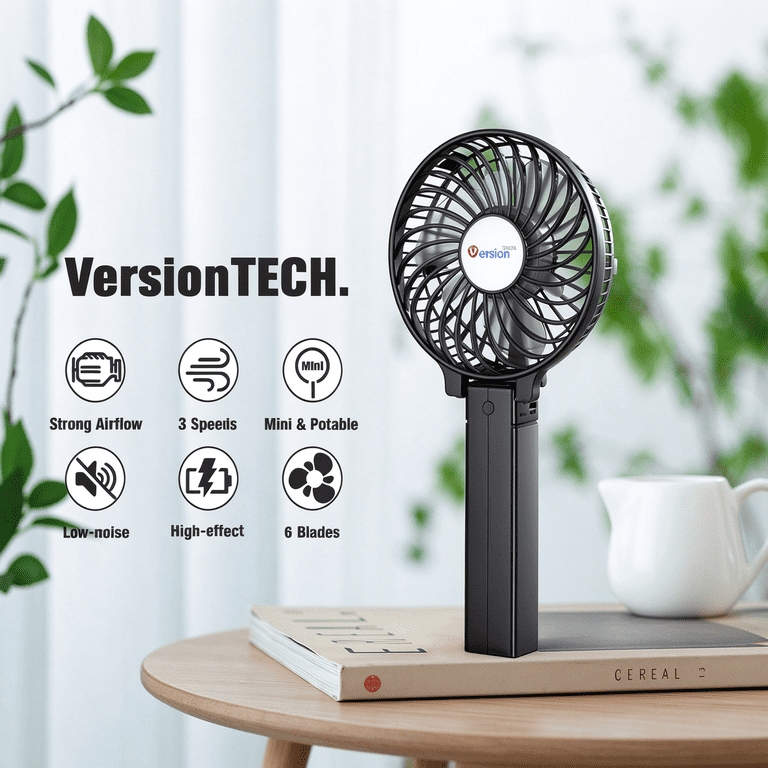 VersionTech Portable Handheld Fan, USB Rechargeable photo 3