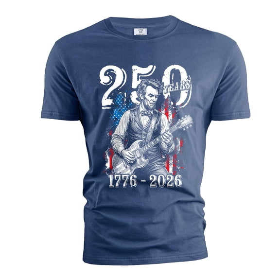 Men's 250 Years Abraham Lincoln Guitar T-Shirt (1776-2026)