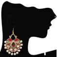 thumbnail image 2 of Moonstruck Traditional Indian Chandbali Kundan Hoop Earrings With Pearls for Women (Pink), 2 of 2