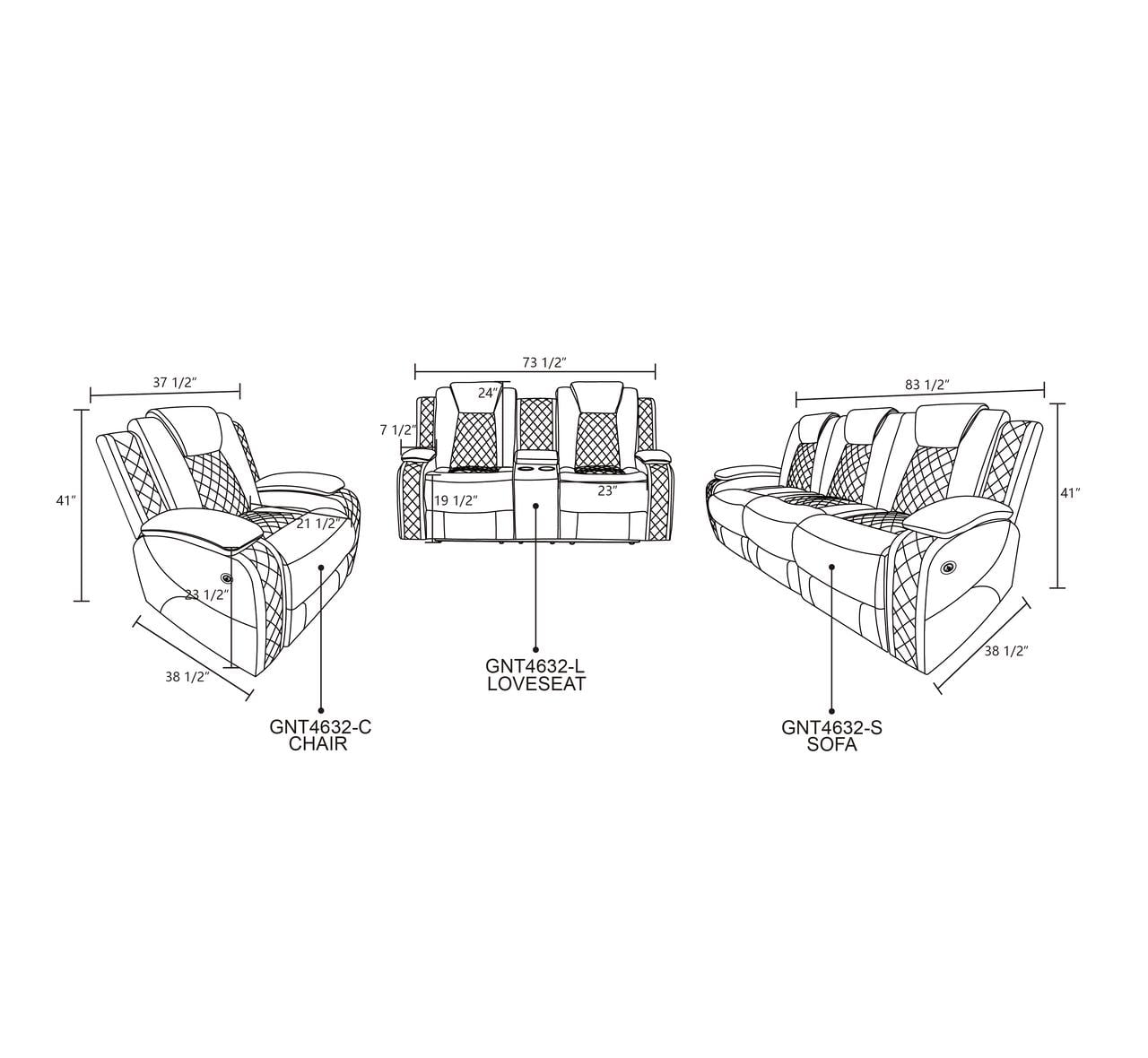 Recliner Loveseat for Living Room, Power Leather Reclining Sofa Seating Couch with LED Lights/Storage Console/Cup Holders (Black)