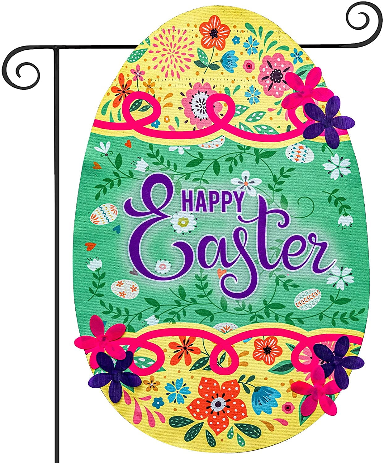 Happy Easter Colored Eggs Mini Garden Flag House Yard Banner Decor Flags 12x18" 