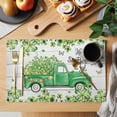 thumbnail image 2 of St. Patrick's Day Placemats Set of 8, Green Shamrocks Truck Farmhouse Wood Placemats for Dining Table, Place Mats for Kitchen Tabletop, Waterproof Wipeable Dining Table Mats Set, 2 of 9