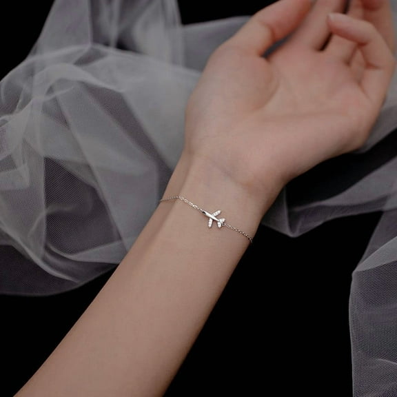 SEPARQI Small plane 925 Sterling Silver Bracelets for Women, Fashion Adjustable Slider Unique S925 Bracelet Jewelry For Wedding Gifts