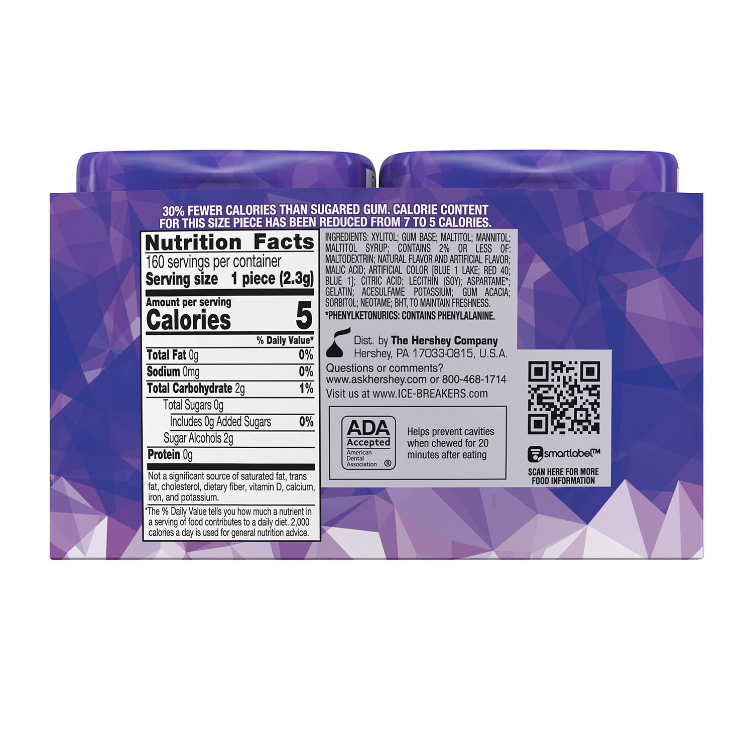 4 Pack | Ice Breakers Ice Cubes Sugar Free Gum, Arctic Grape, 40 Pieces