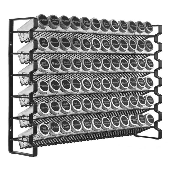 4-Tier Spice Rack Organizer for Cabinet – Wall Mounted Seasoning Storage Set with Adjustable Shelves, Holds 24 Jars – Space-Saving Kitchen Pantry Organizer, 4-Pack, Easy Assembly