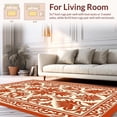 thumbnail image 2 of ODIKA 4'x6' Machine Washable Non-Slip Area Rug, Art Nouveau Inspired Swirling Petal and Leaf Arrangement High Traffic Rug, Red, 450680, 2 of 7