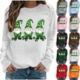 thumbnail image 1 of Mceream Chandail en Molleton Femme St Patricks Day Mode Décontractée Trèfle Irlandais Imprimé Graphique Mignon Manches Longues Chandail Grande Taille Tenue de Vacances & Cadeau Blanc TG, 1 of 8