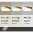 thumbnail image 3 of Lámpara de techo LED de 24 W, de madera, con mando a distancia, brillo regulable, moderna, redonda, delgada, para baño, hogar, oficina, dormitorio, sala de estar, cocina, balcón, pasillo,, 3 of 5