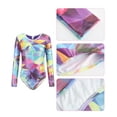 thumbnail image 3 of Little Girls Athletic Biketard Basic Dance Gymnastics Leotards with Shorts Colorful Hair Scrunchie Toddler Kids Girls Long Sleeve Tumbling Dancewear, 3 of 6