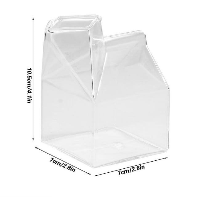 Vidrio transparente Leche Recipiente de leche Novedad Forma de la casa Tazas de agua con leche Mini tazas de café Taza de jugo Recoger botella Vertedor Recipiente de cartón 250 ml/8 oz leche jarra