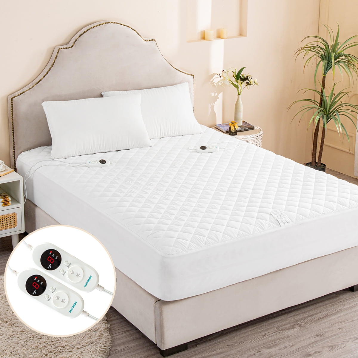 SERWALL Electric Heated Mattress Pad Dual Heating Zone Safe Auto Shut