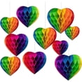thumbnail image 1 of Decoraciones del orgullo, 10 Uds. Bolas de papel de panal de arco iris, pompón colgante, decoración de fiesta, accesorios para festivales, 1 of 5