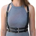 thumbnail image 1 of Women Girls Punk Waist Harness Jewelry Body Chest Harness Body Chain Goth Black Caged Bra PU Leather Waistband for Rave Festival, 1 of 5
