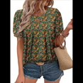 thumbnail image 3 of Blusas Informales de Negocios para Mujer, Moda de Verano, Camisetas con Mangas 3/4 con Volantes, Blusa Tipo Túnica Elegante e Informal. Verde S, 3 of 6