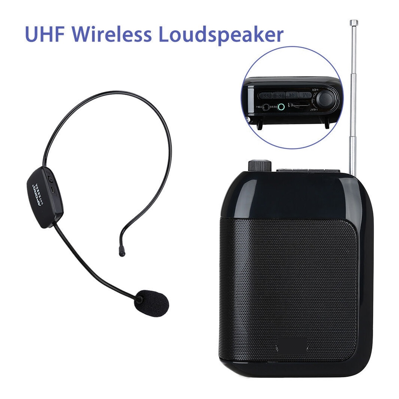Megaphone Portable UHF Wireless Speaker 15W Cordless Voice Amplifier Loudspeaker 7.4V Teacher Microphone Speaker